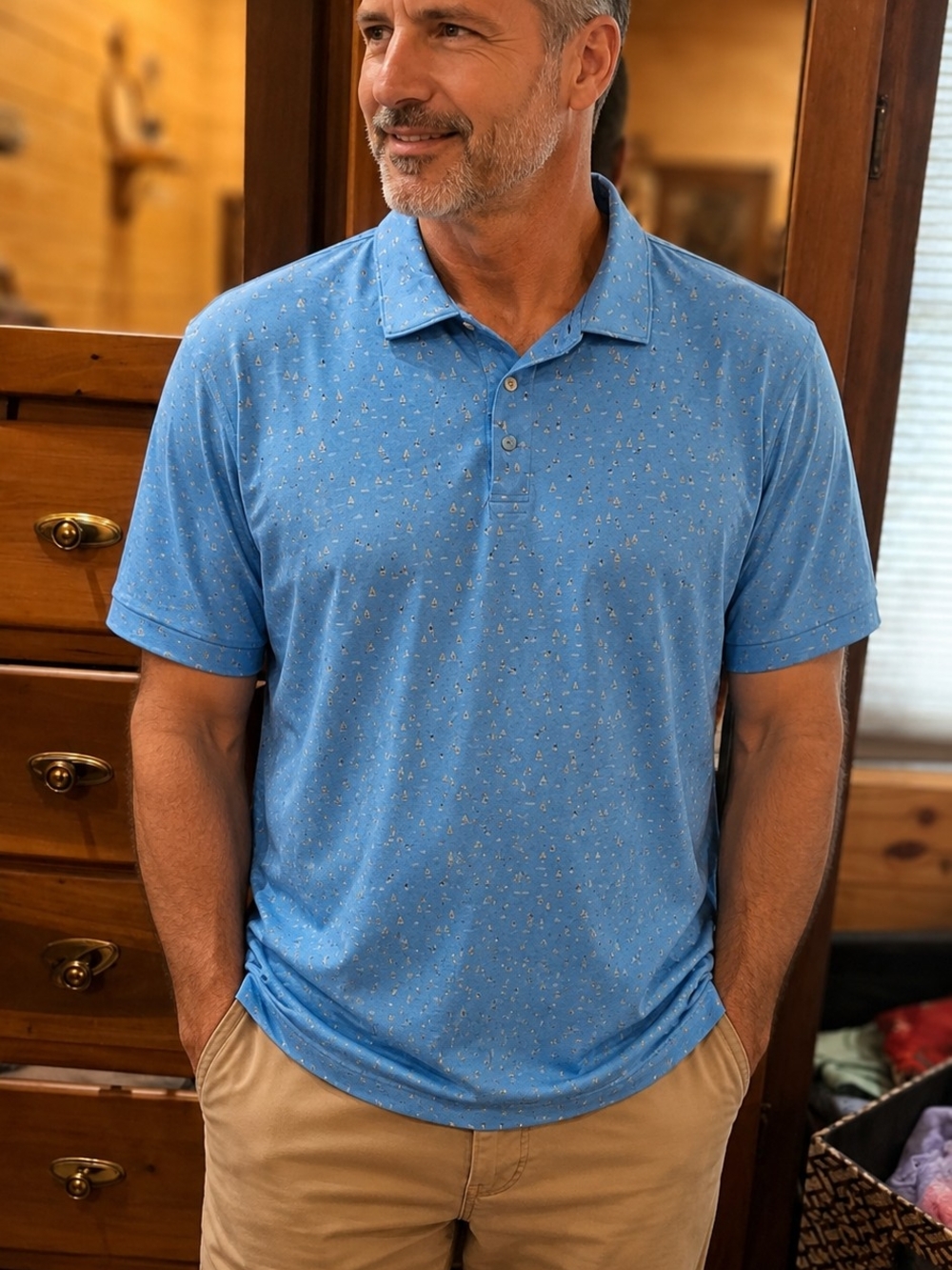 Peter Millar Light Blue Short-Sleeve Polo with Micro Pattern - Picture 16 of 16